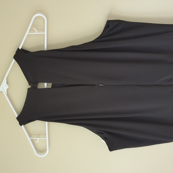 Nina Leonard Twisted Neck Halter Formal Dressy Wide-Leg Jumpsuit LARGE Black